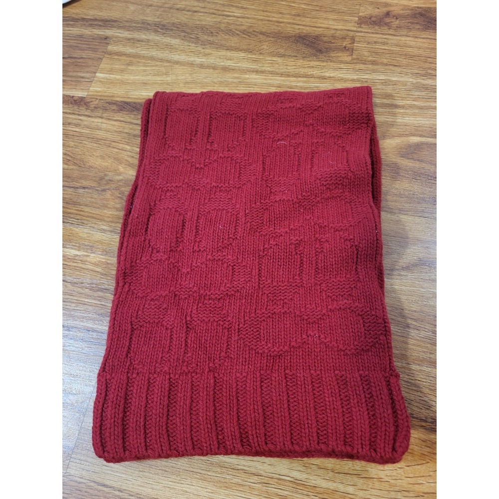 Coach Wool Alpaca Blend Red Winter Scarf Quiet Luxury